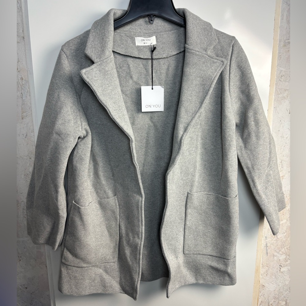 On You cotton heather grey cardigan blazer sz‎ S